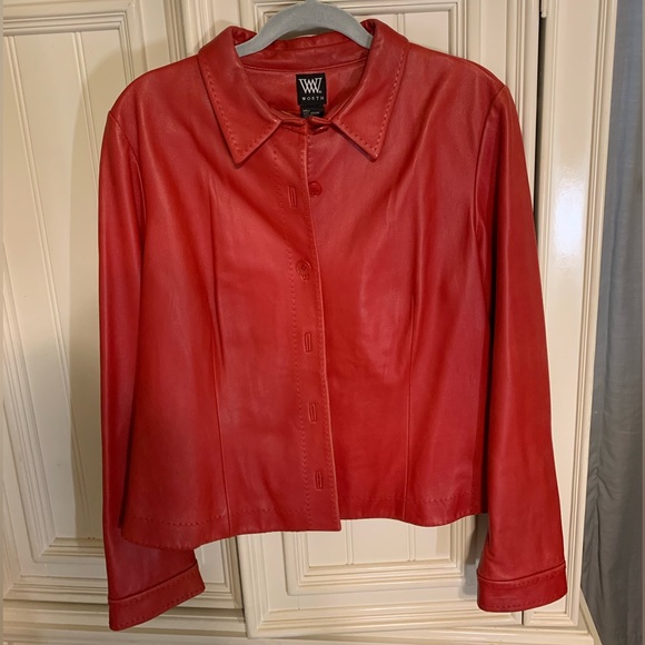 Women’s Worth leather jacket Red - Picture 2 of 5